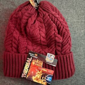 Thermal Knit Beanie in Deep Red